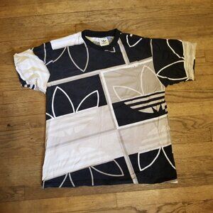 ADIDAS Black and White Geometric T-Shirt